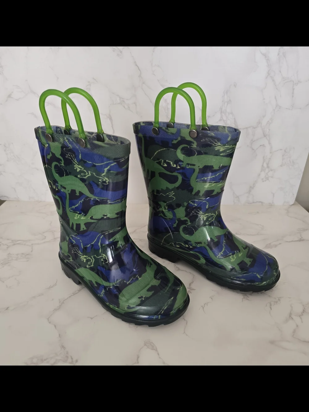 Members Mark Kids Light-Up Dinosaur Rain Boots with Pull Handles - Size 9/10
